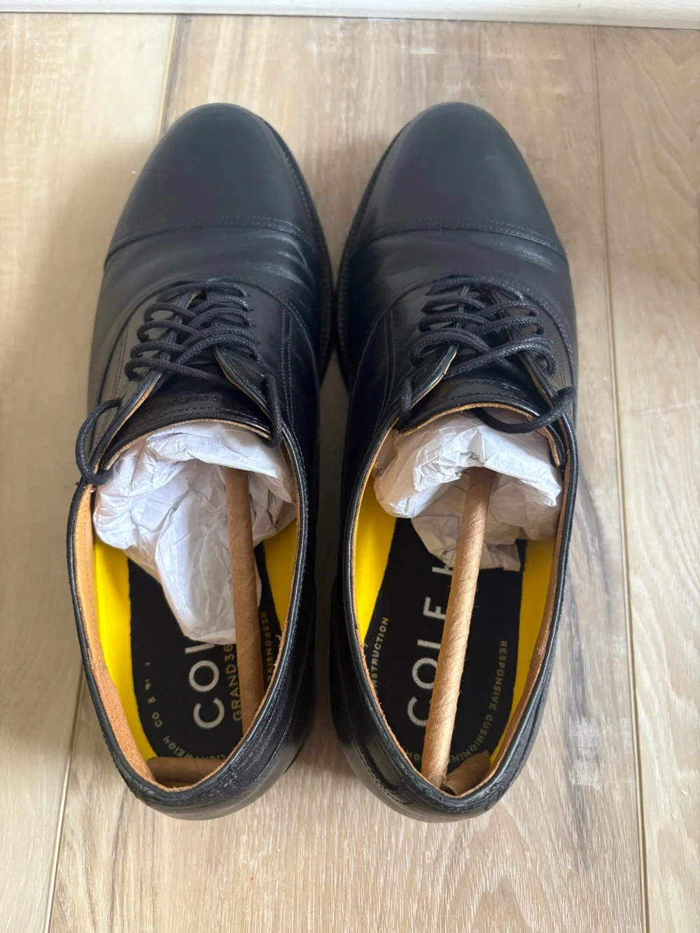 Cole Haan Black Leather Cap-Toe Derby Dress Shoes